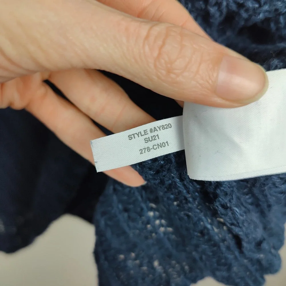J. Crew Navy Blue Open Knit Crewneck Sweater